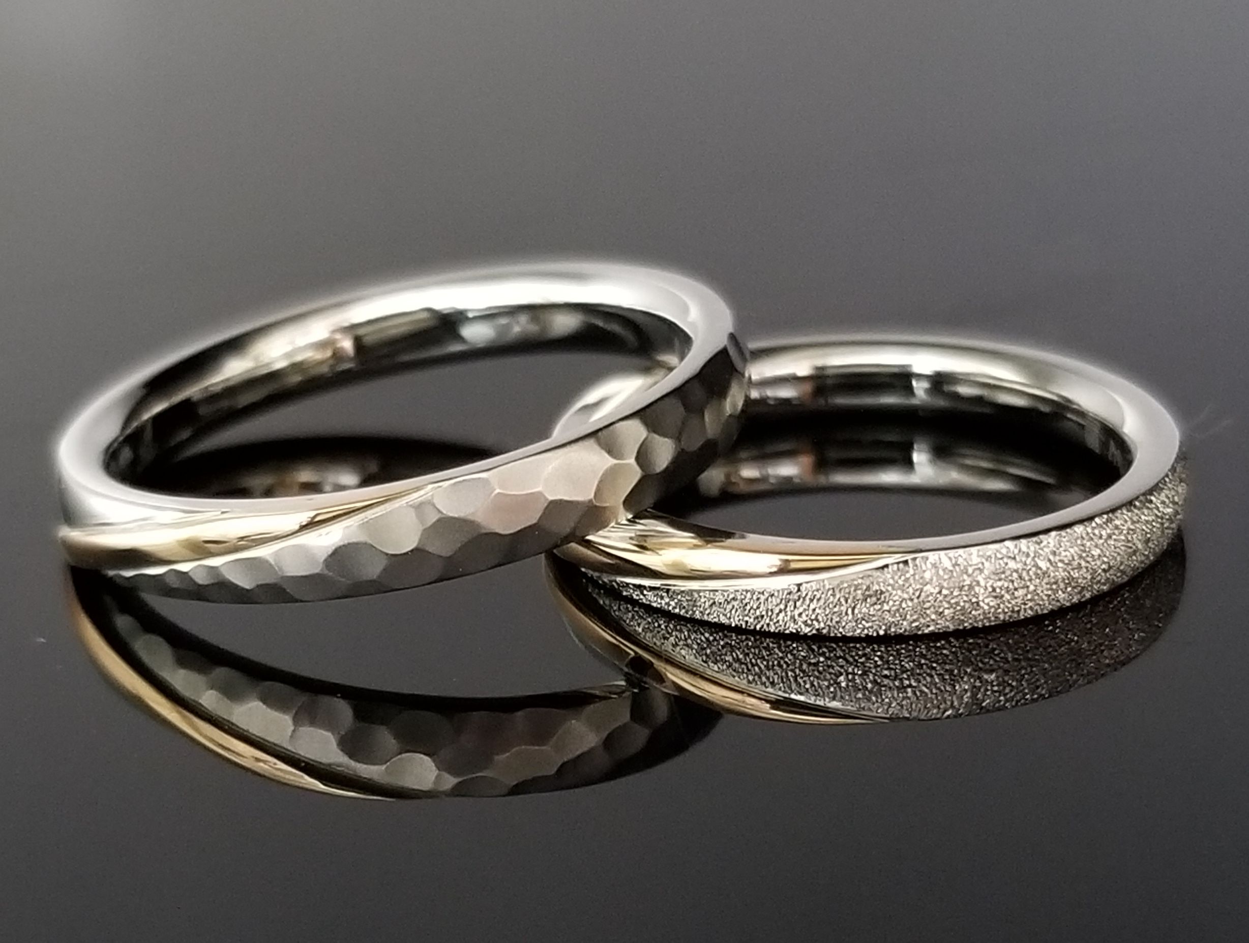 ピンクゴールドラインが美しい｜結婚指輪の作品集｜結婚・婚約指輪のオーダーメイドは鍛造指輪