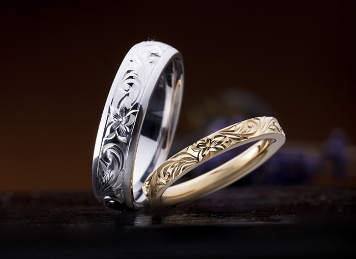 結婚指輪 オーダーメイド 手彫り ハワイアン