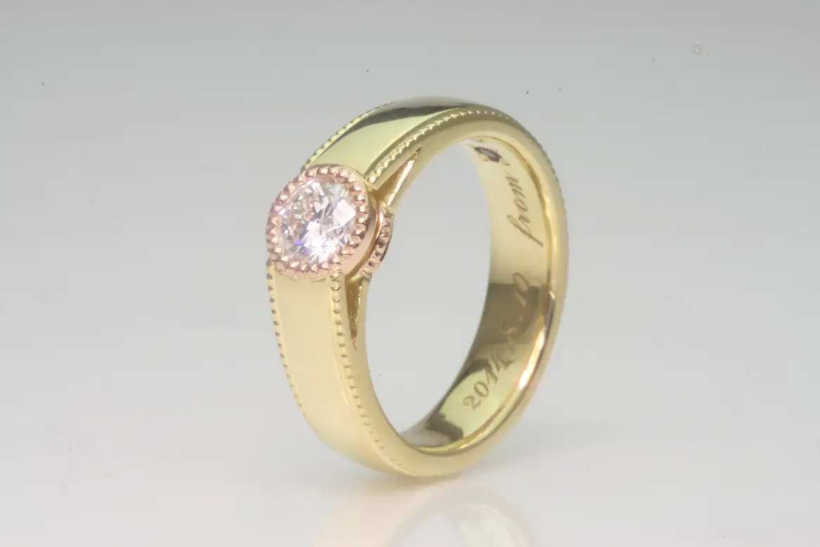 K18ミル打ちデザインリング Jewelry i ミル打ち リング 5mm幅 18金 指輪 レディース K18