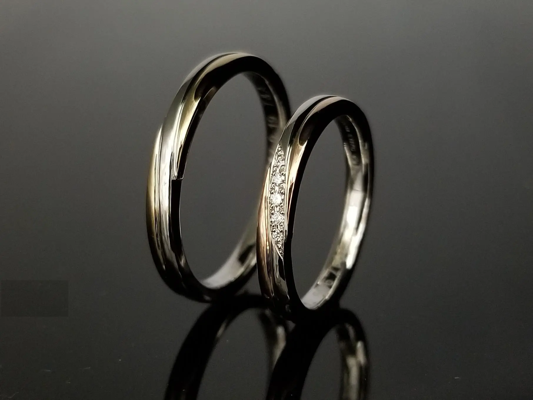 美しいコンビデザイン | 結婚・婚約指輪のオーダーメイドは鍛造
