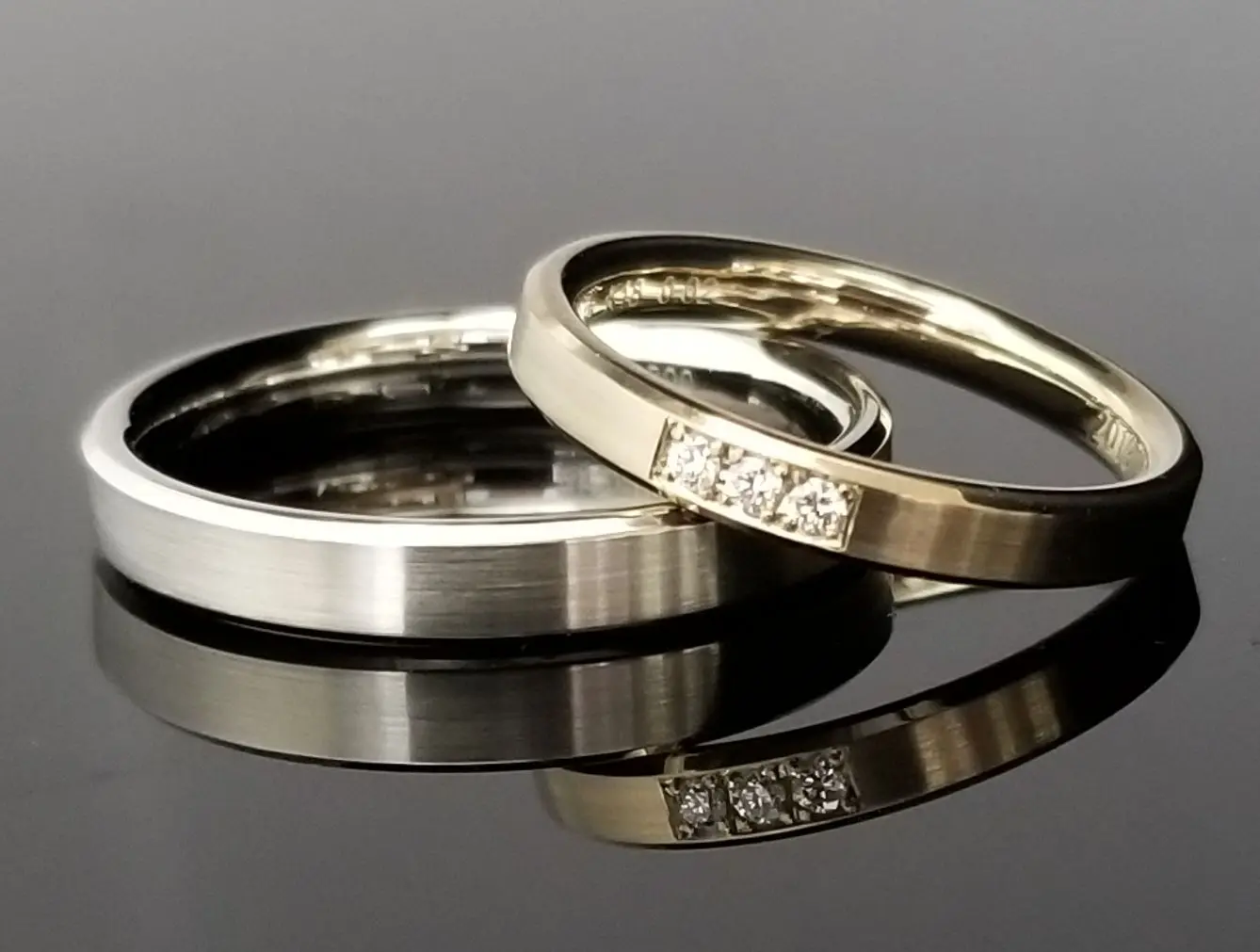 結婚指輪 唐草模様 彫金 Pt平打ちリング 静岡県三島市