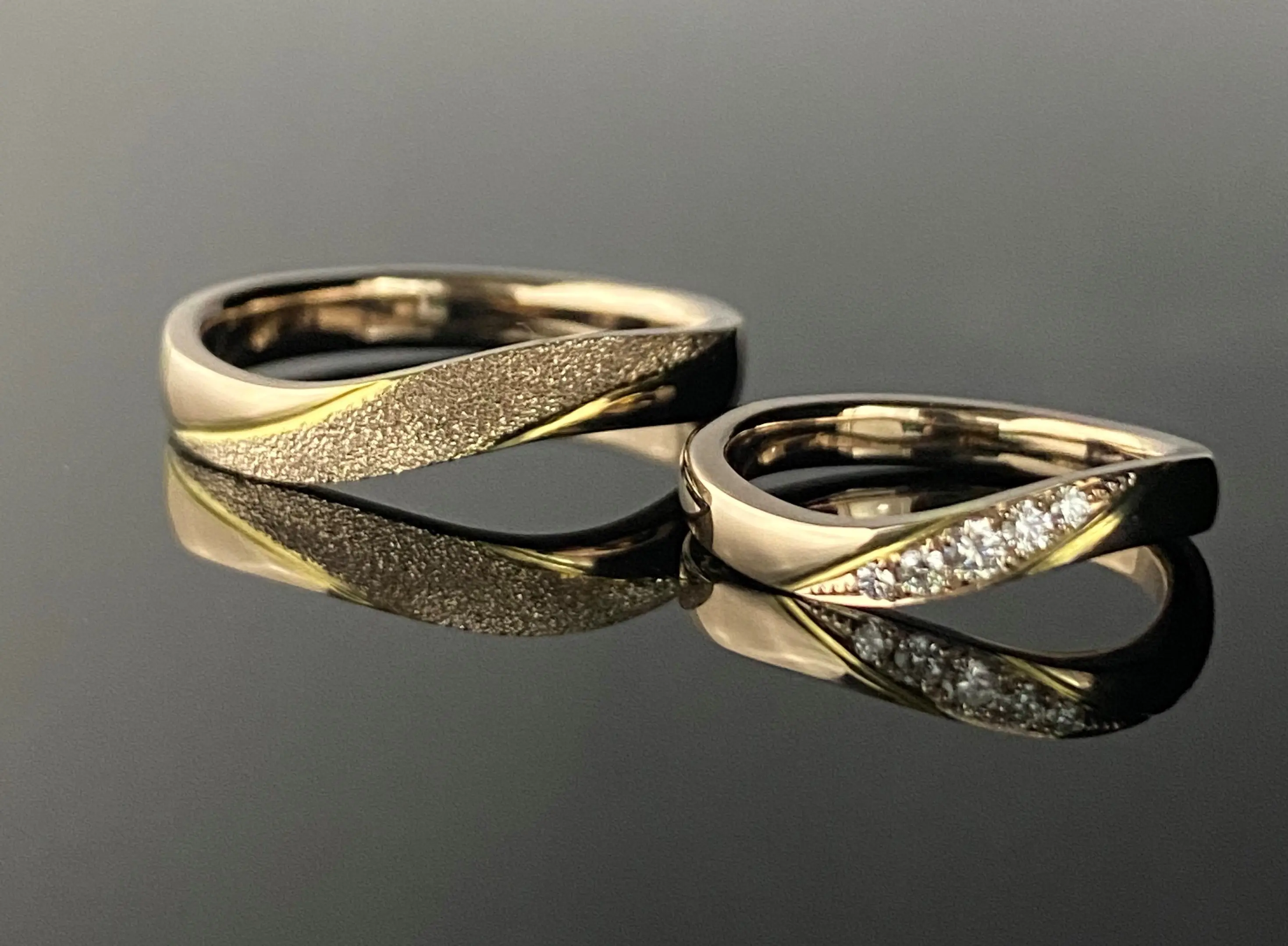 グリーンゴールドの金線がこだわりのご結婚指輪 | 結婚・婚約指輪の