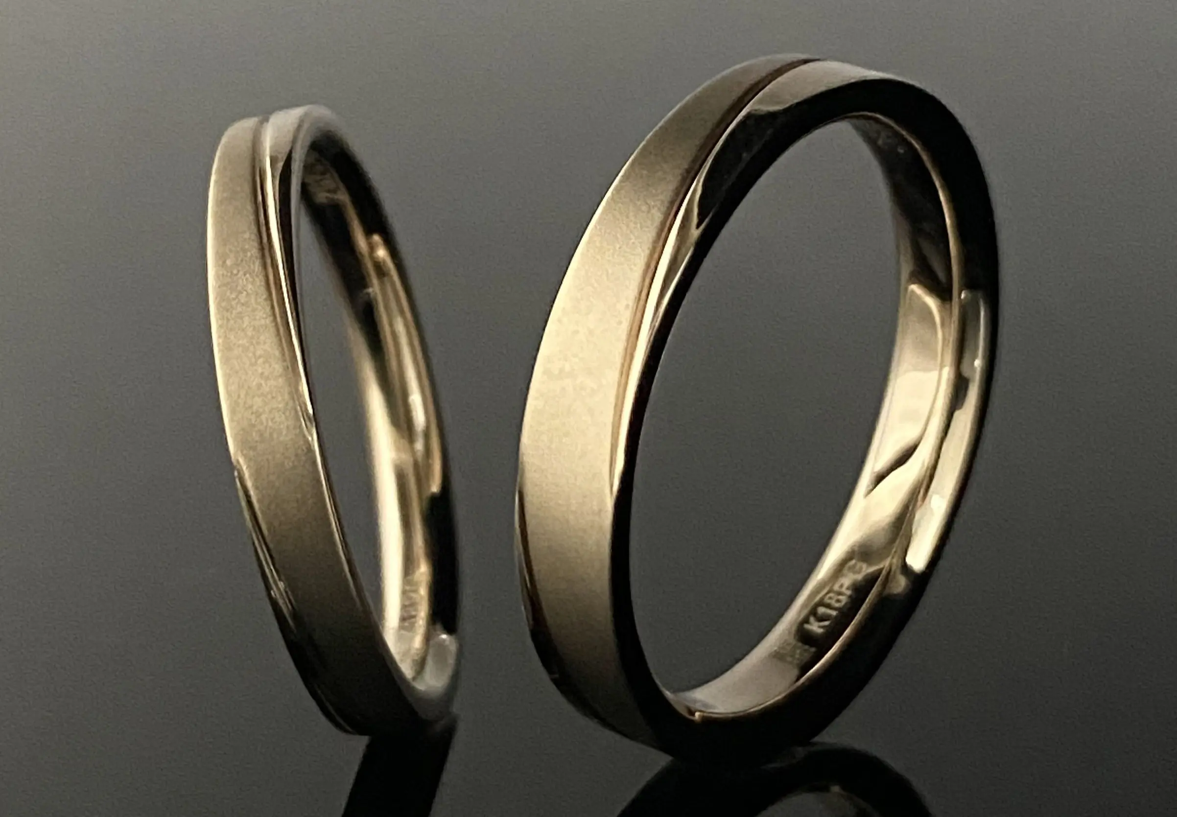 ライン加工でマットが際立つ鍛造マリッジリング | 結婚・婚約指輪の