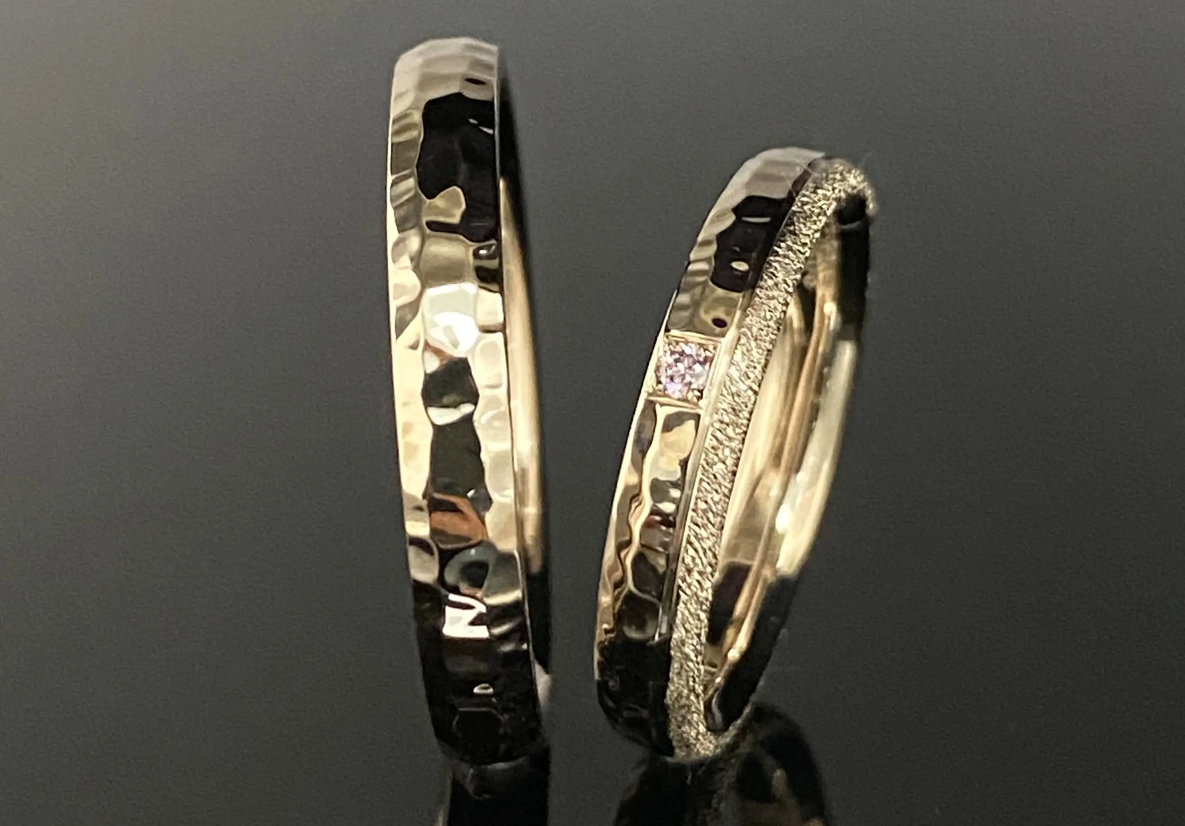ピンクダイヤモンドが可憐な鍛造フルオーダーリング | 結婚・婚約指輪