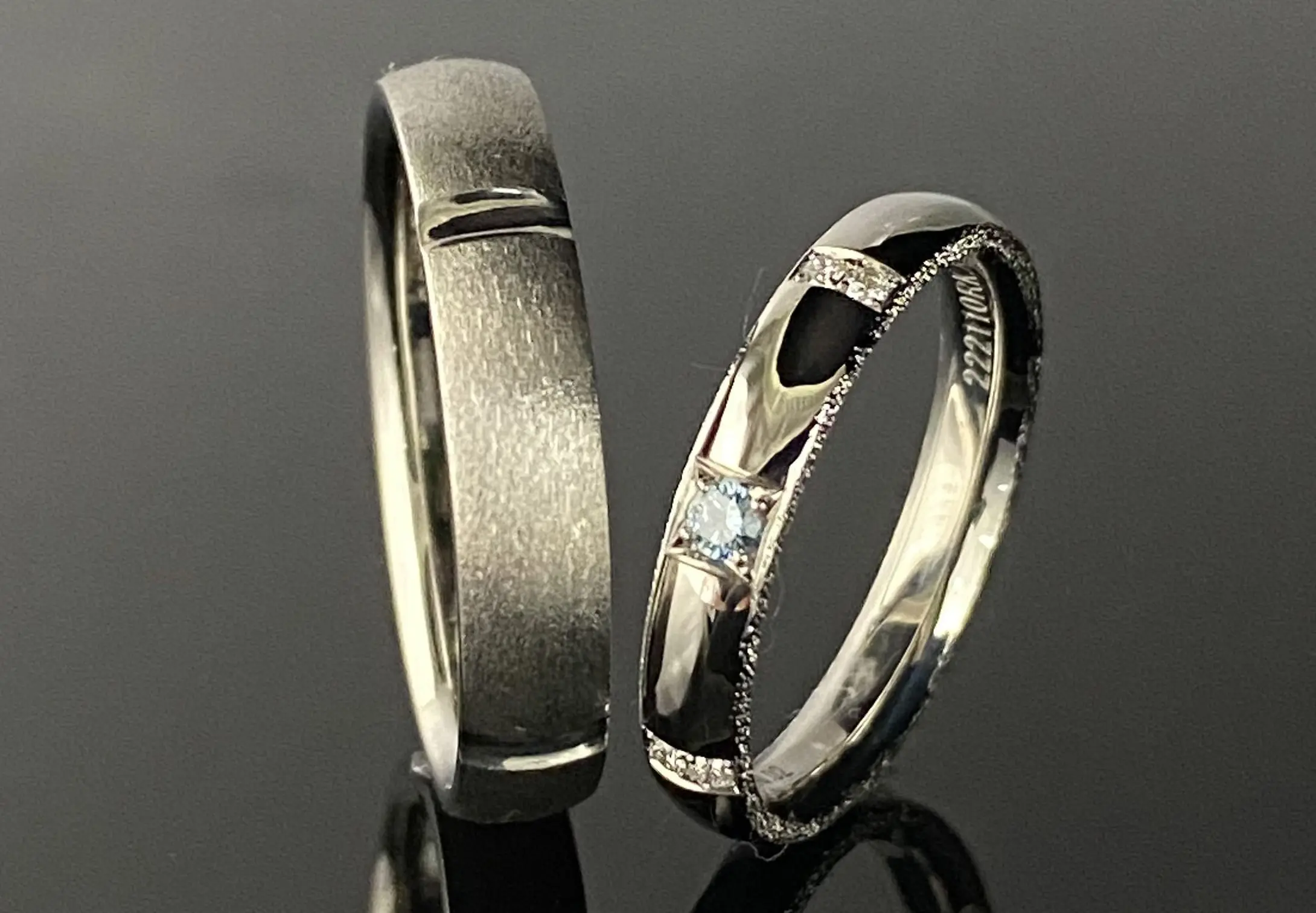 2本重ねるとぴったりの鍛造フルオーダーリング | 結婚・婚約指輪の