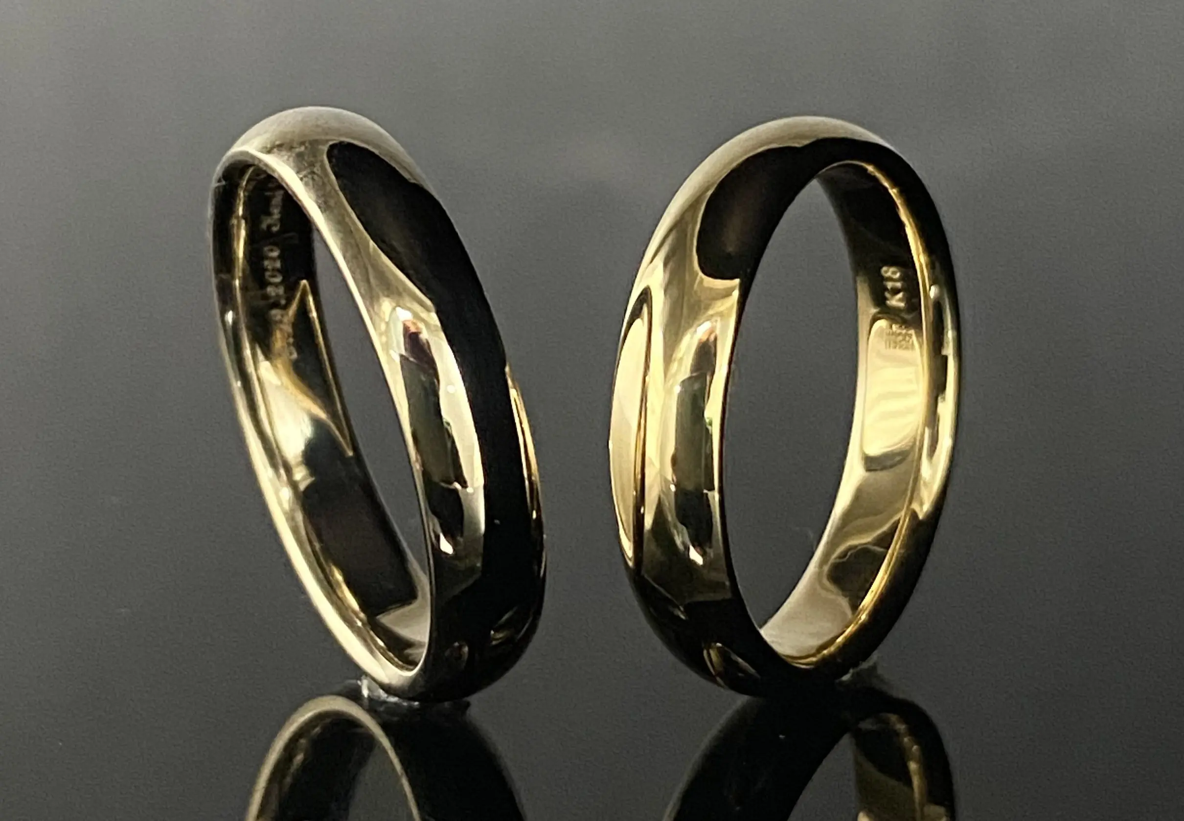 17号✨約2.36g❣️マット処理✨k18YG全周デザインリングミルグレイン オーダー商品】エングレービングチャーム/ミルグレイン（K10YG