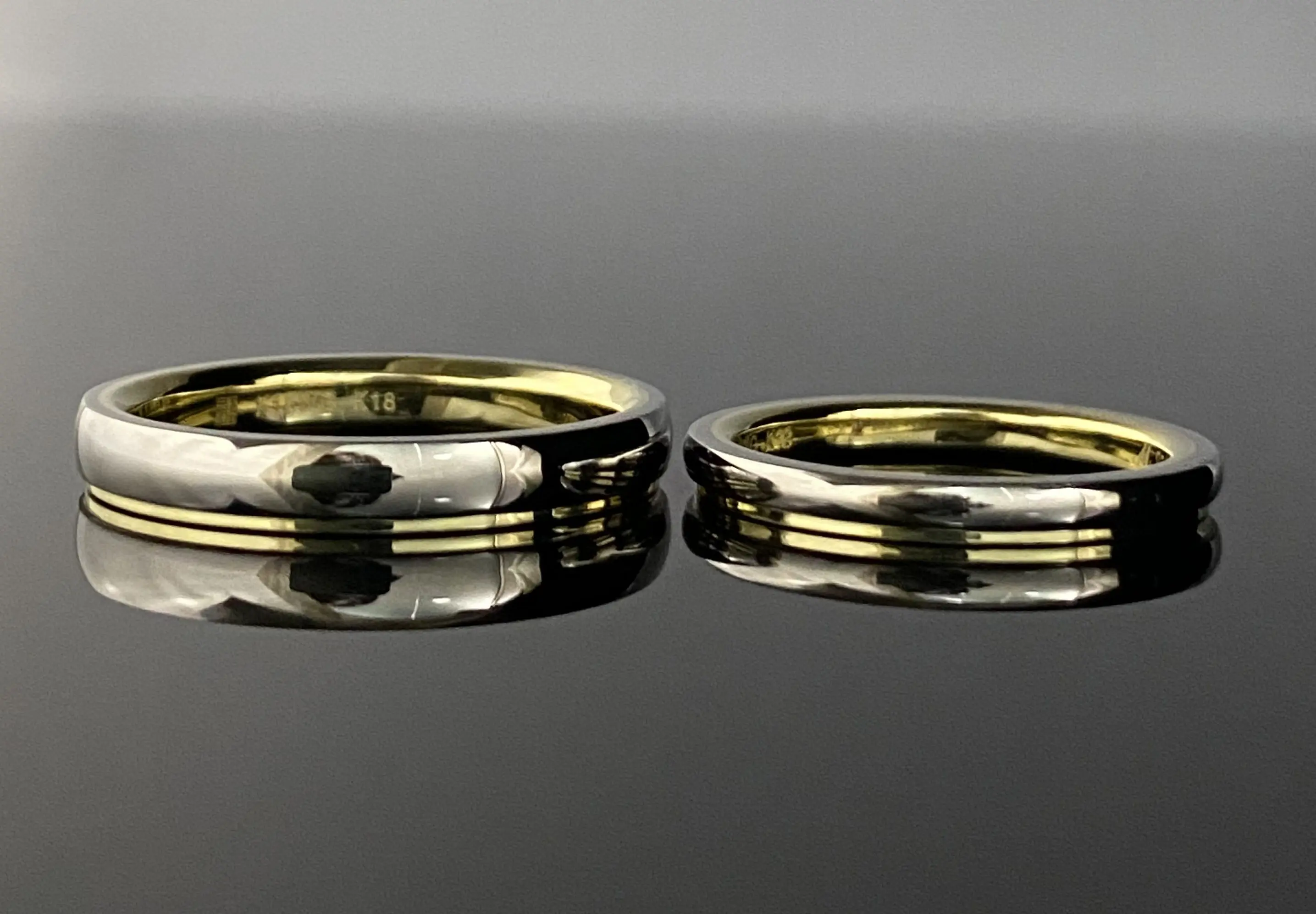 差し色のイエローゴールドが美しい鍛造フルオーダーリング | 結婚