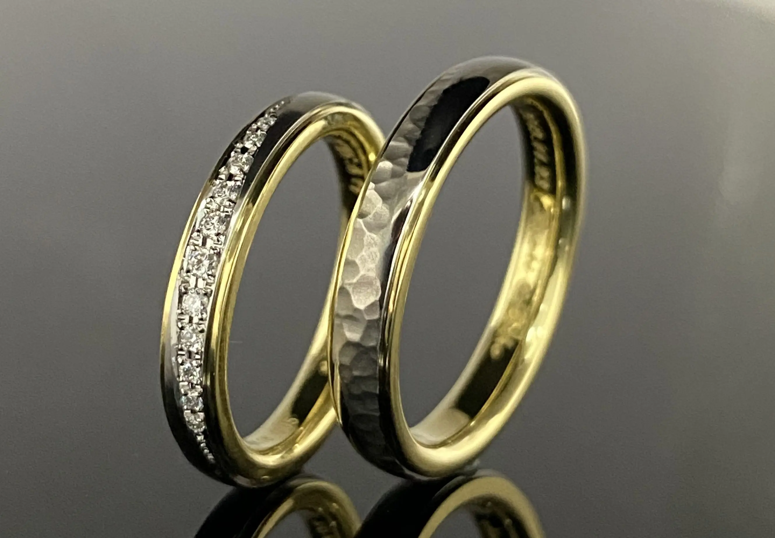 のりぞー　ダイヤステッチ コンビ加工と斜めのデザインでペア感のあるご結婚指輪 | 結婚