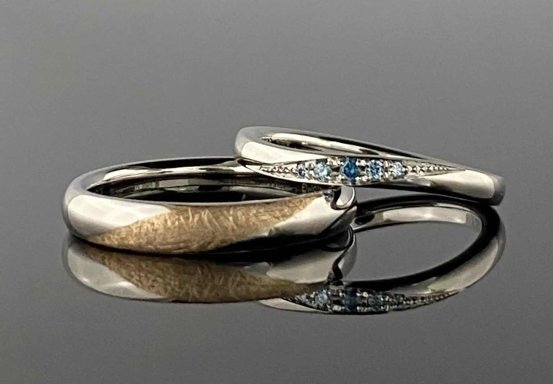 金貼り、和紙加工、カラーダイヤモンドで造る鍛造リング | 結婚
