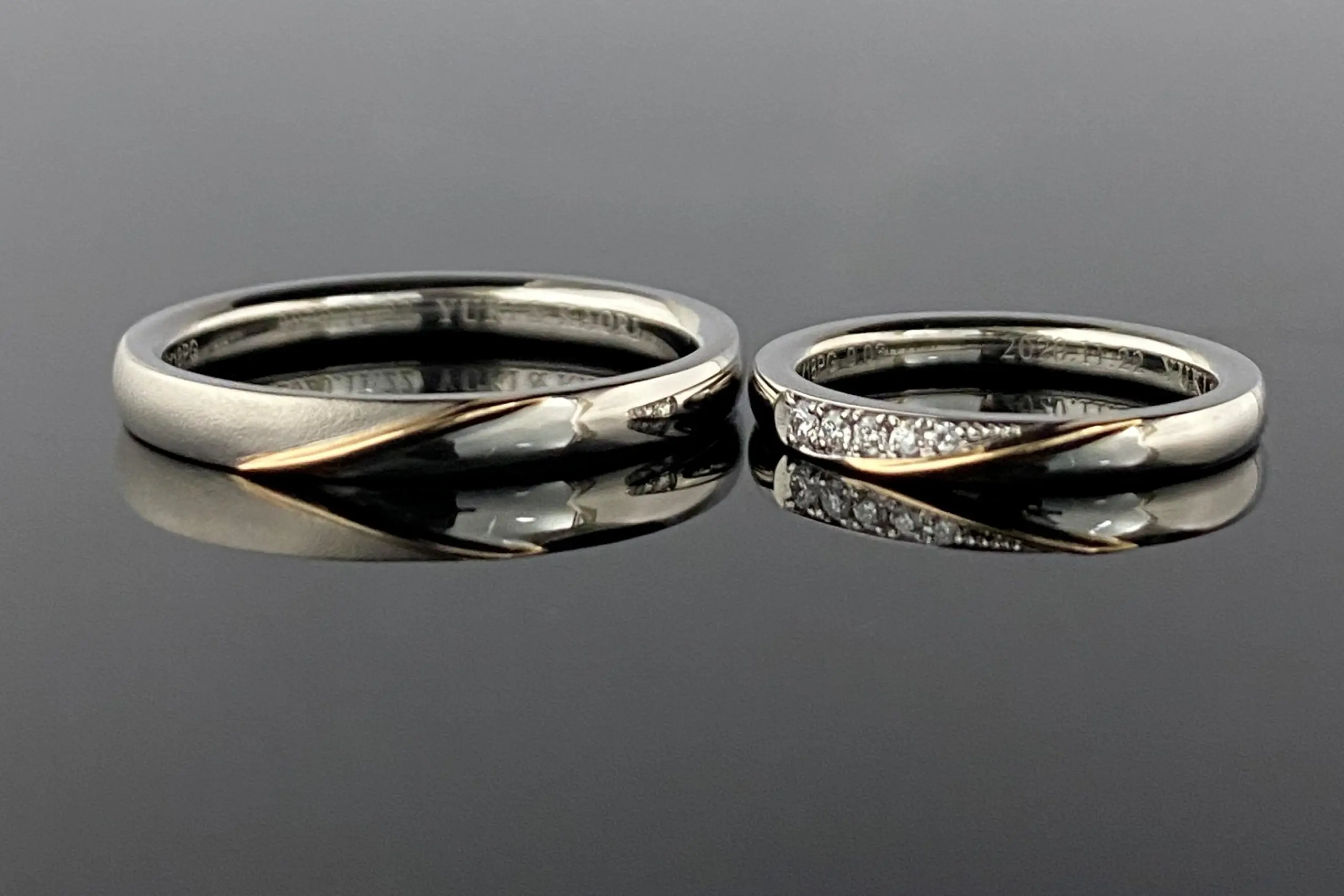 右上がりに入れた金線は、お二人の希望の光 | 結婚・婚約指輪の