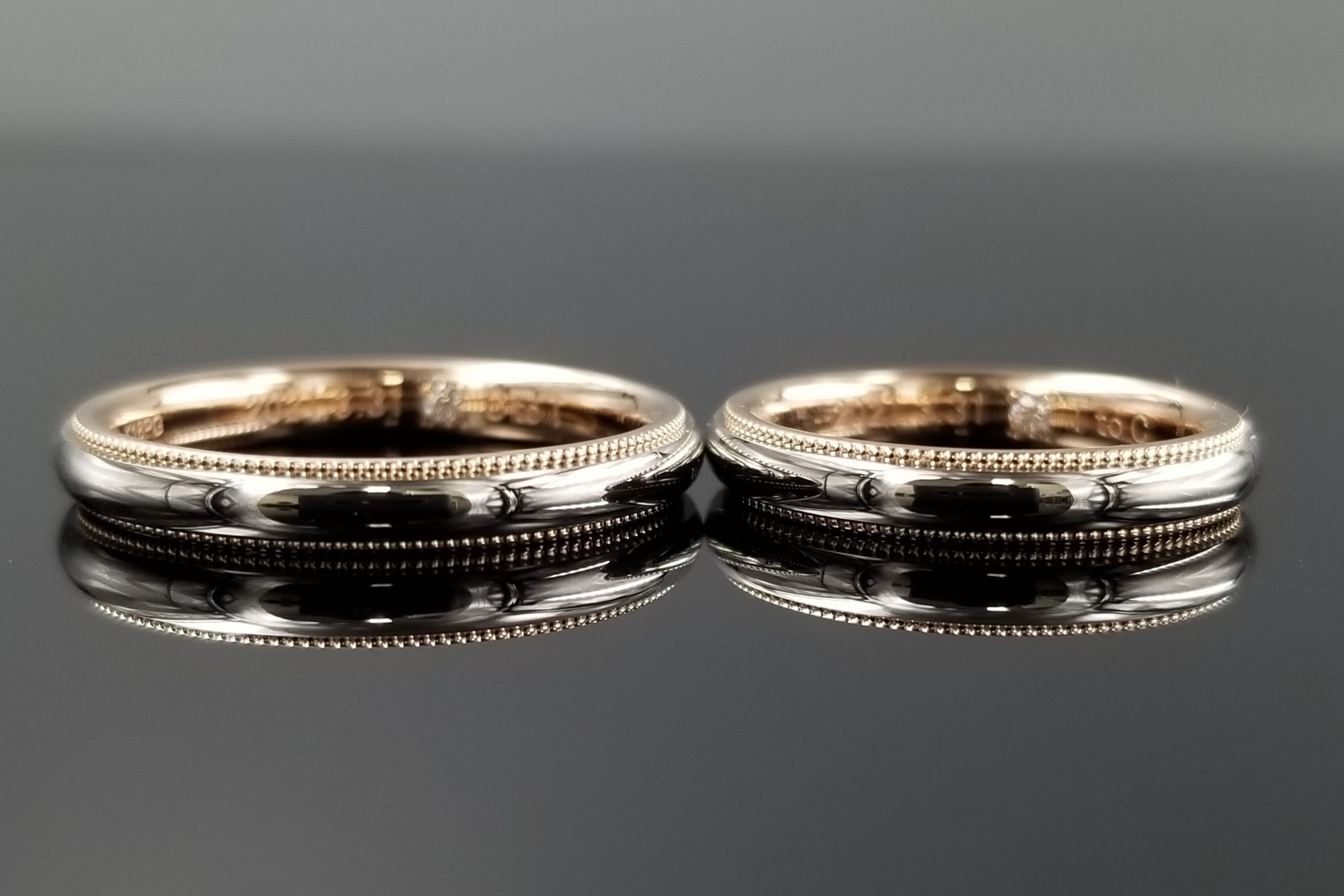 ミルグレインとダイヤモンドを下半分にあしらいました | 結婚