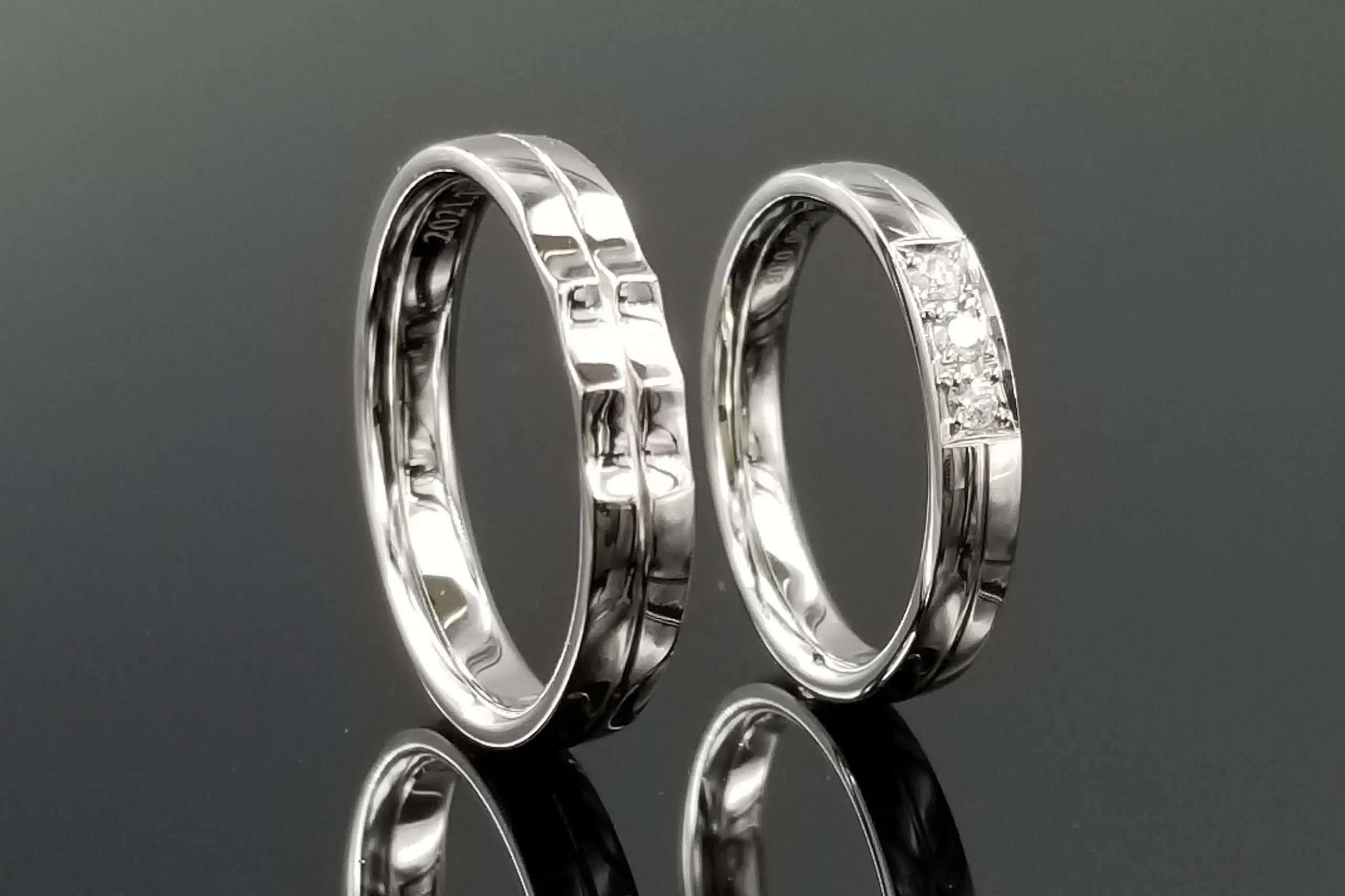 同じ形状リングにそれぞれお好みのデザインで仕上げを | 結婚・婚約