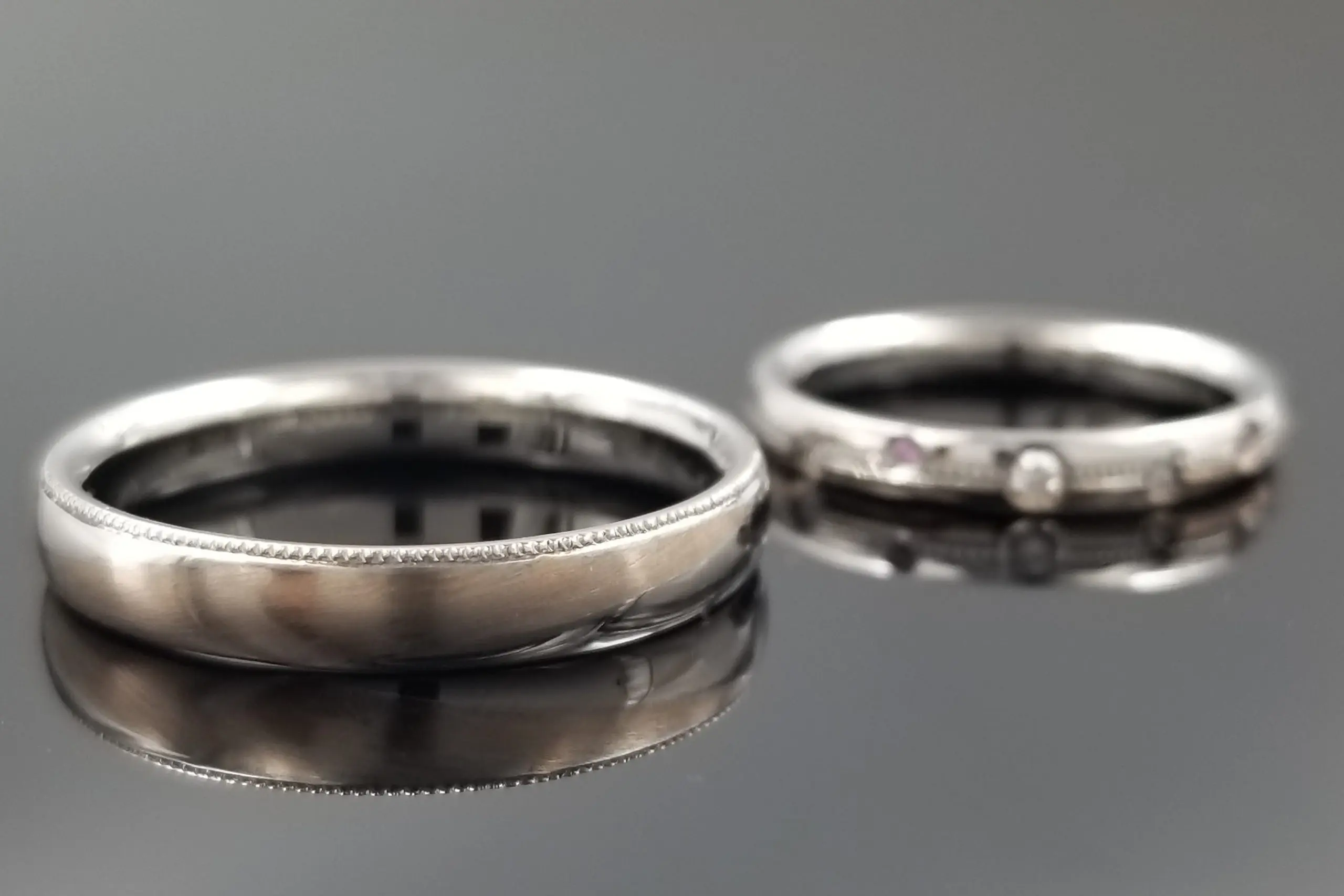 ミルグレインをお揃いで施しました | 結婚・婚約指輪のオーダーメイド