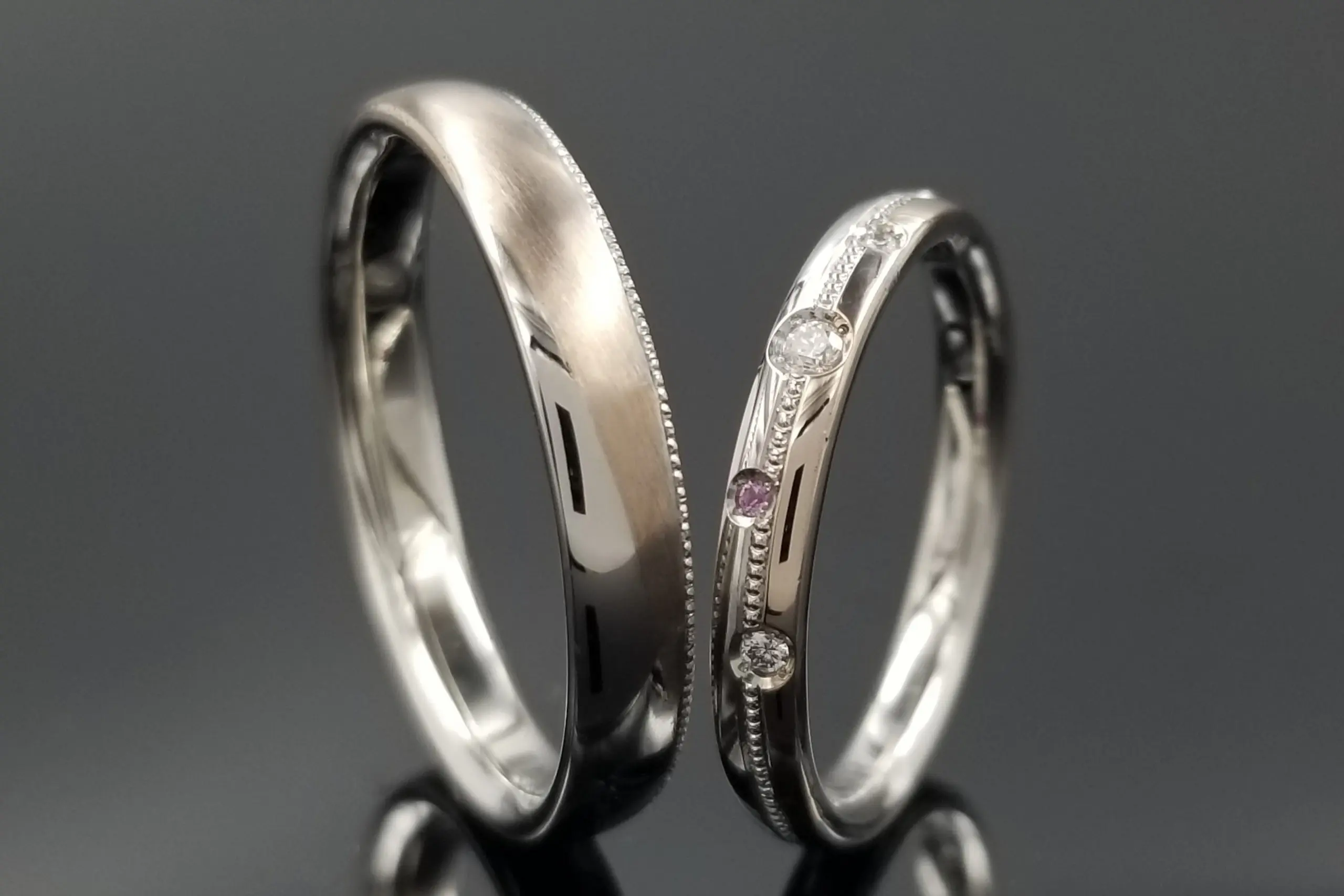 ミルグレインをお揃いで施しました | 結婚・婚約指輪のオーダー